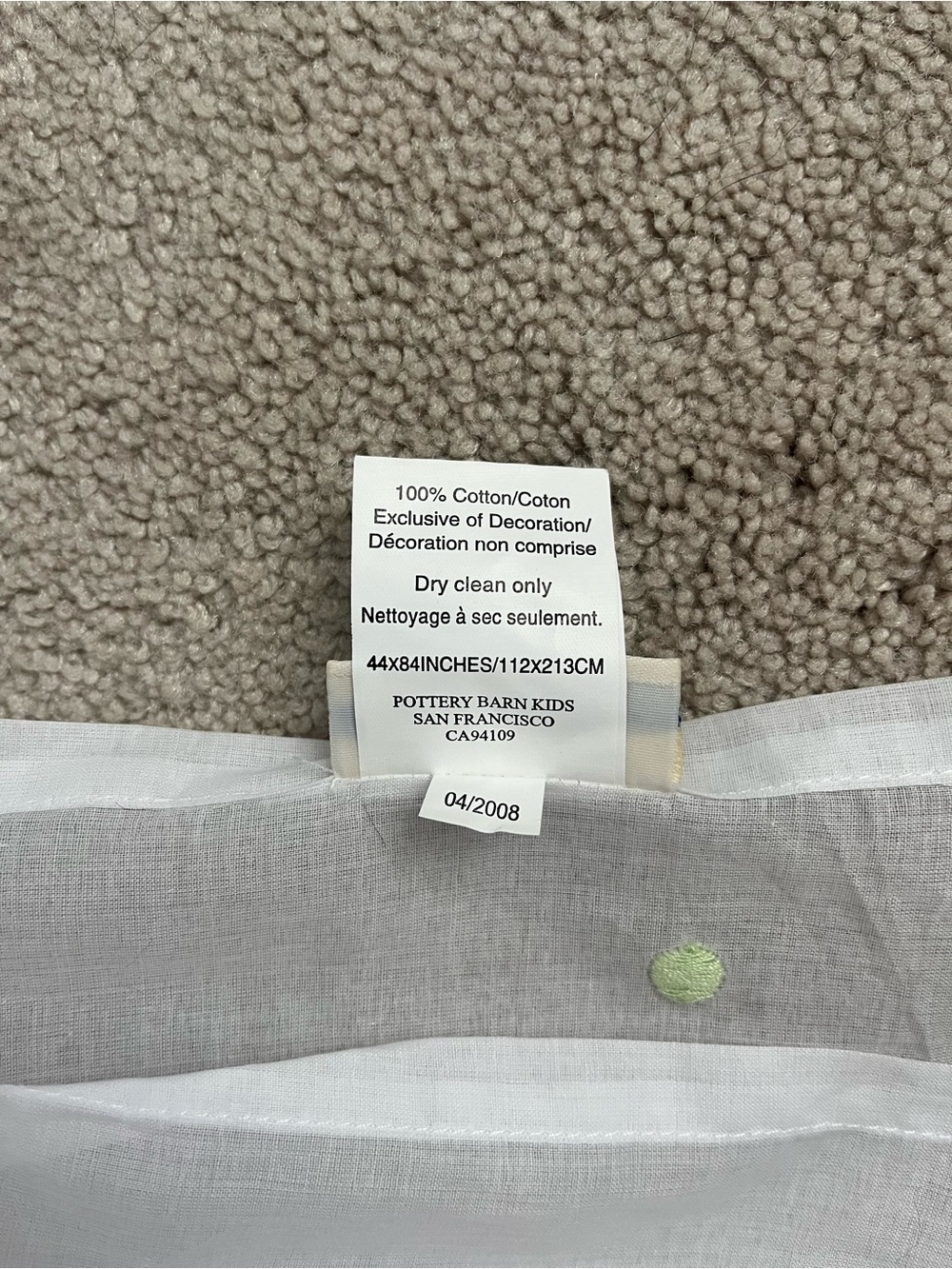 Pottery Barn Kids Light Green Polka Dot Sheer Curtains 44 x 84 - Picture 4 of 5